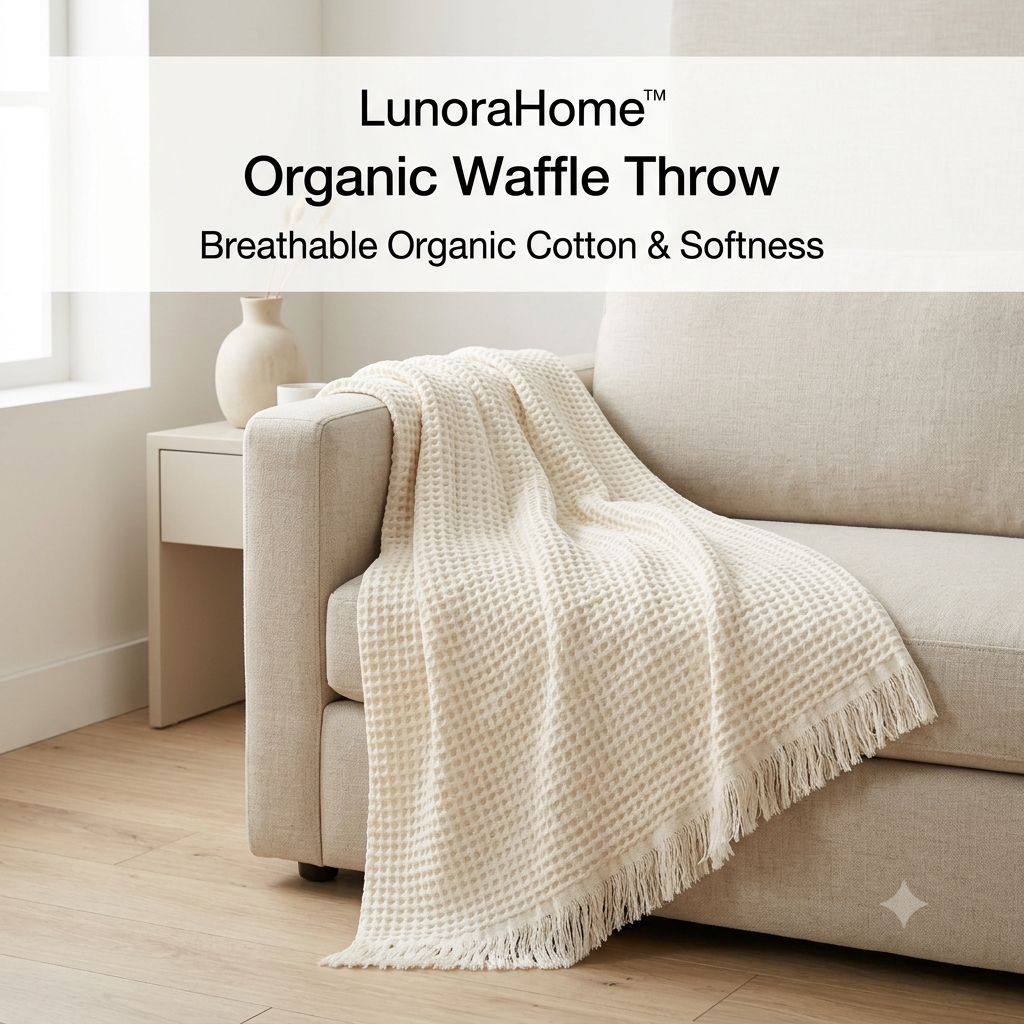 LunoraHomeโข Organic Waffle Weave Throw Blanket