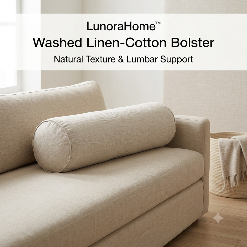 LunoraHomeโข French Linen-Cotton Bolster Pillow