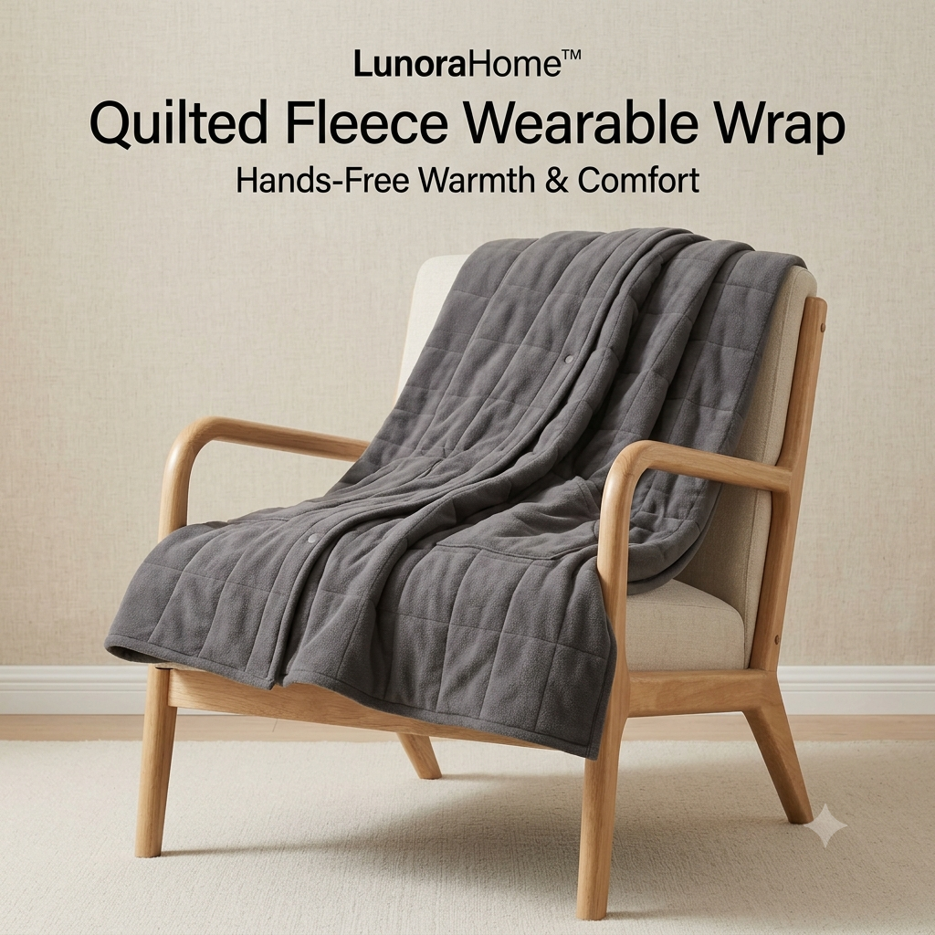 LunoraHome™ Quilted Fleece Wearable Wrap Blanket