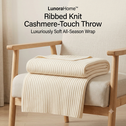 LunoraHome™ Ribbed Knit Cashmere-Touch Throw Blanket