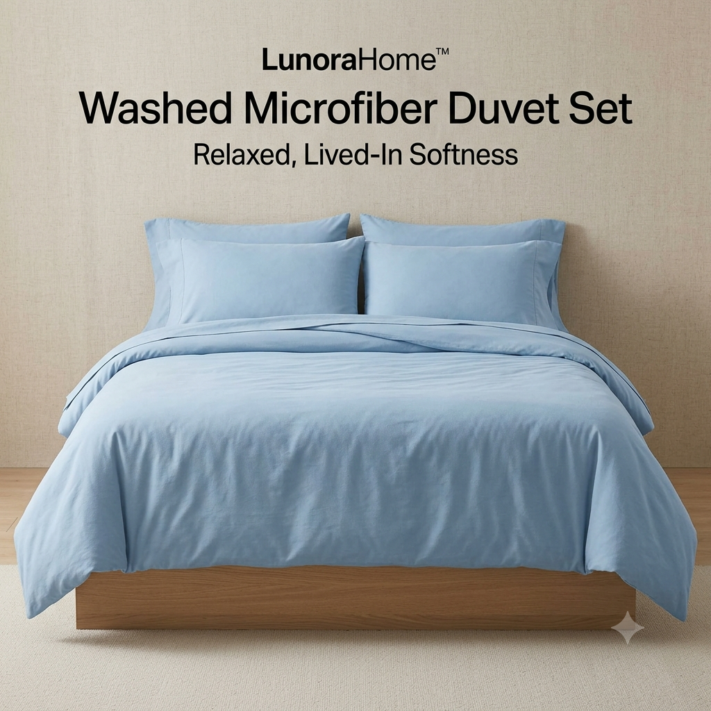 LunoraHome™ Pre-Washed Microfiber Duvet Cover Set