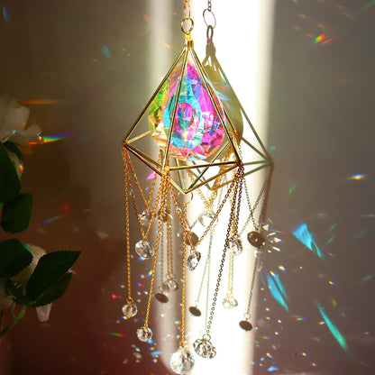 Crystal Wind Chime Moon Sun Catcher Windchimes Crystal Hanging Prism Rainbow Maker Sun Light Catcher Pendant Home Garden Decor