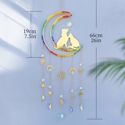 Dreamcatcher Suncatcher Crystal Sun Catcher Indoor Window Prism Ball Moon Rainbow Wind Chimes Car Hanging Garden Decoration Gift