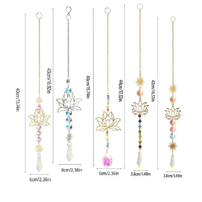 Crystal Lotus Hanging Wind Chimes Stained Glass Suncatcher Sun Catcher Room Pendant Decor Balcony Yard Aesthetic Landscape