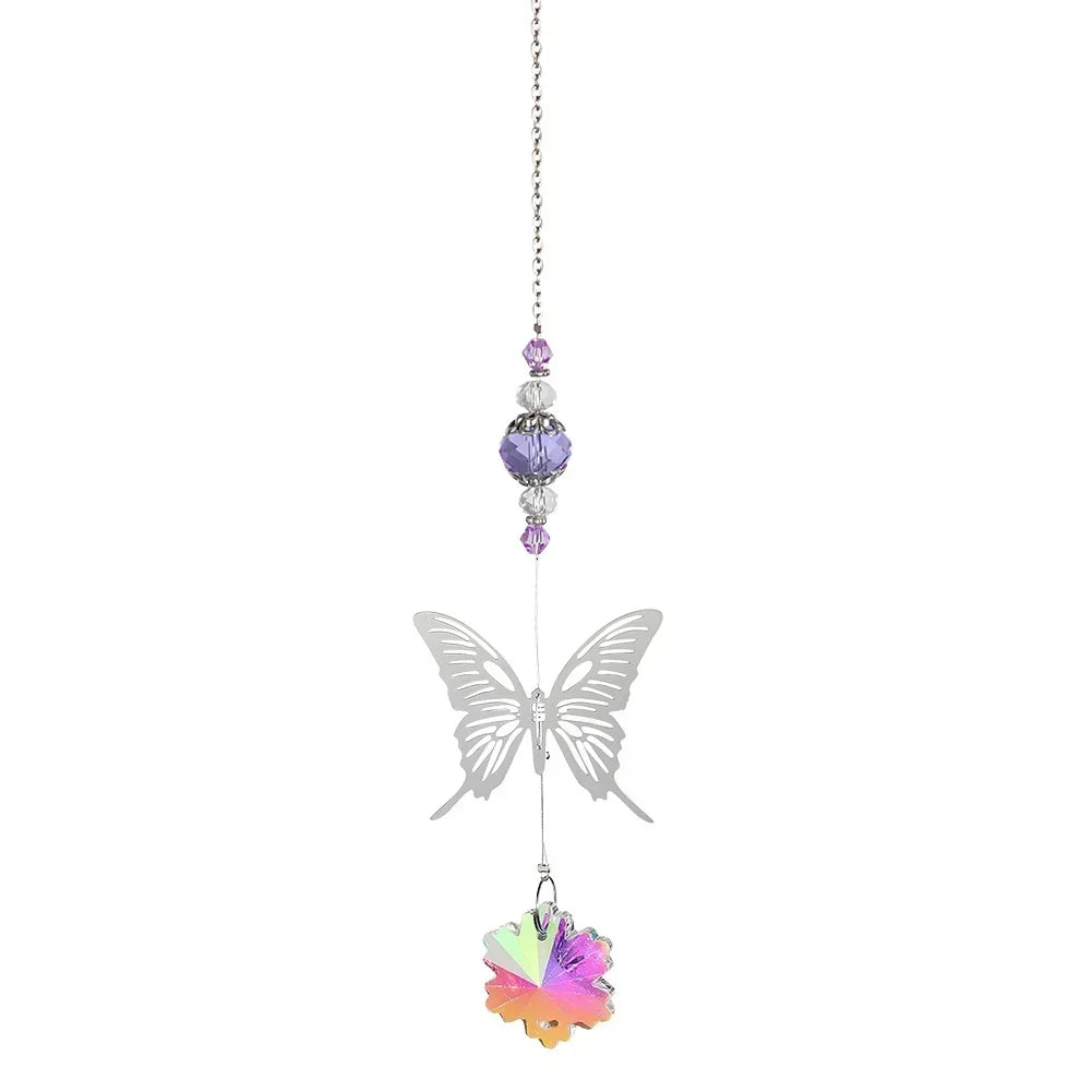 Crystal Windchimes Sun Catcher Silver Butterfly Hanging Pendant Jewelry Rainbow Chase Home Garden Window Curtain Wedding Decora