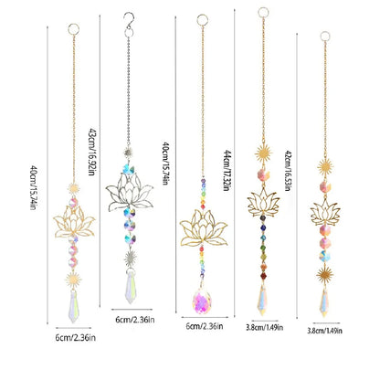 Crystal Lotus Hanging Wind Chimes Stained Glass Suncatcher Sun Catcher Room Pendant Decor Balcony Yard Aesthetic Landscape