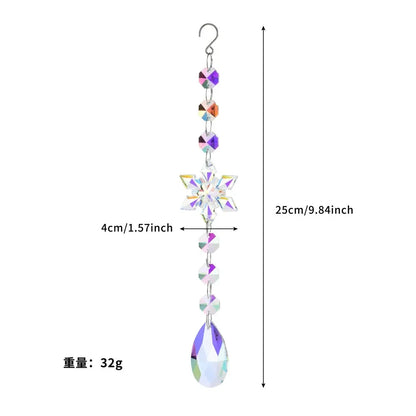 Crystal Wind Chime Snowflake Catcher Prisms Pendant Dream Catcher Rainbow Maker for Car Garden Christmas Hanging Drop Home Decor