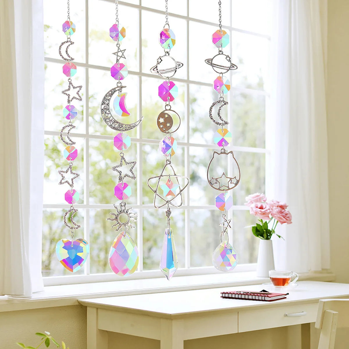 Crystal Wind Chime Rainbow Maker Sun Catcher Dream Catcher Pendant Home Garden Decor Wind Chime, Holiday, Festival, Home Decor