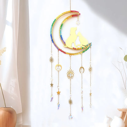 Dreamcatcher Suncatcher Crystal Sun Catcher Indoor Window Prism Ball Moon Rainbow Wind Chimes Car Hanging Garden Decoration Gift