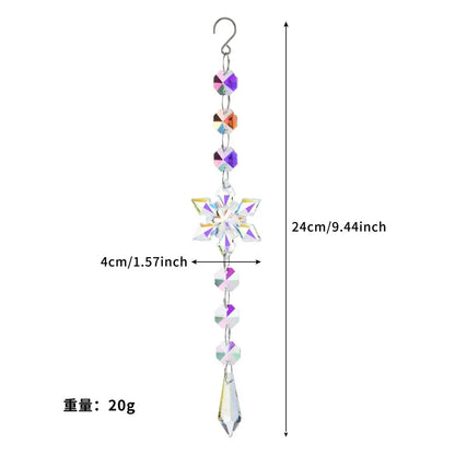 Crystal Wind Chime Snowflake Catcher Prisms Pendant Dream Catcher Rainbow Maker for Car Garden Christmas Hanging Drop Home Decor