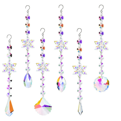 Crystal Wind Chime Snowflake Catcher Prisms Pendant Dream Catcher Rainbow Maker for Car Garden Christmas Hanging Drop Home Decor