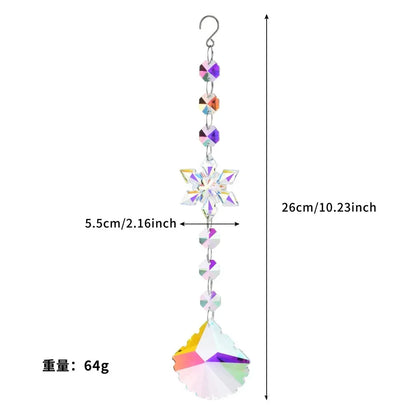 Crystal Wind Chime Snowflake Catcher Prisms Pendant Dream Catcher Rainbow Maker for Car Garden Christmas Hanging Drop Home Decor