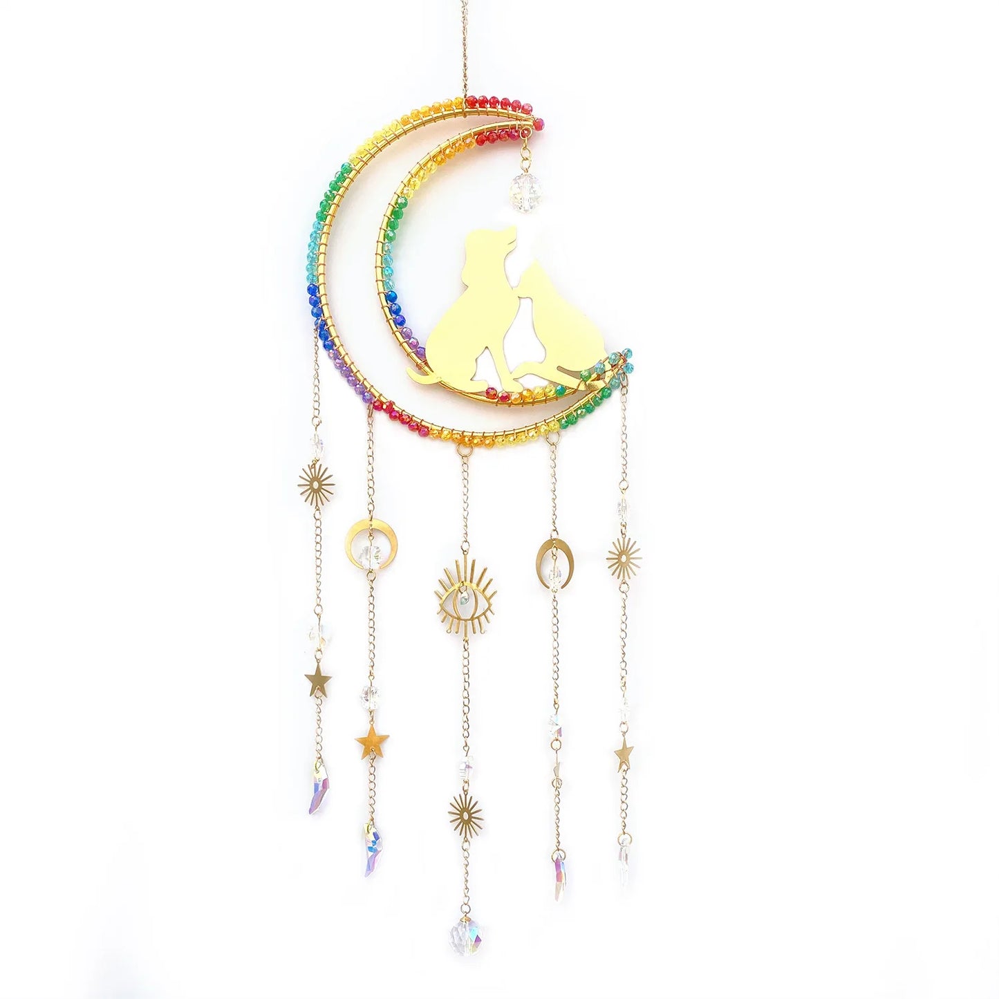 Dreamcatcher Suncatcher Crystal Sun Catcher Indoor Window Prism Ball Moon Rainbow Wind Chimes Car Hanging Garden Decoration Gift