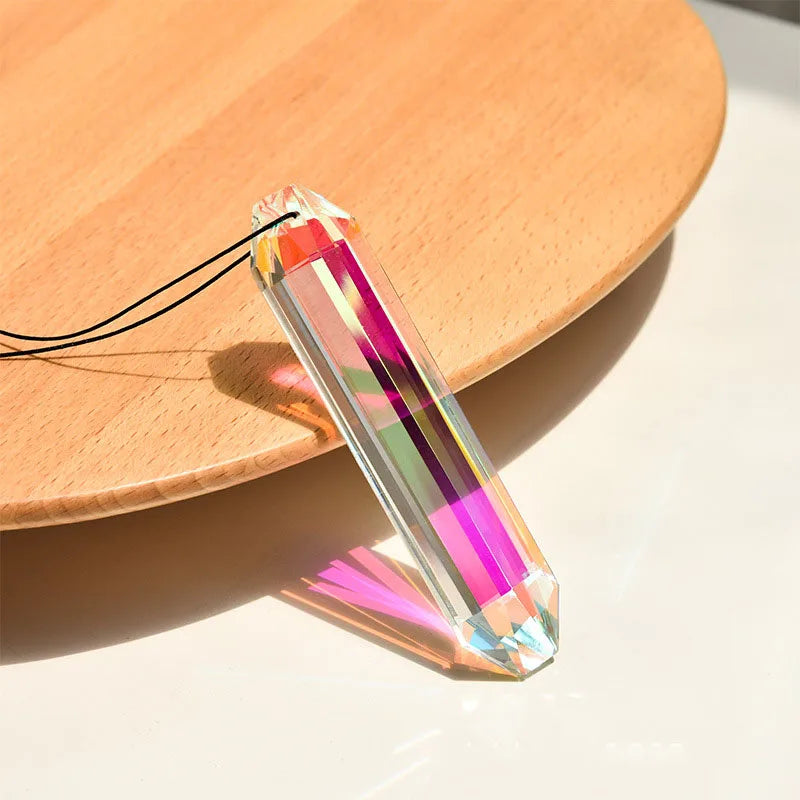 1pc Crystal Suncatcher Wind Chimes Gardening Crafts Transparent Pendant Hanging Decoration Rainbow Maker Prism Home Decor