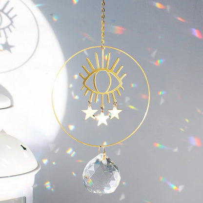 Crystal Wind Chimes Dream Catcher Stained Glass Sun Catcher Prism Rainbow Maker Window Garden Decoration Outdoor Christmas Gift