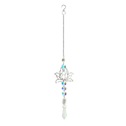 Crystal Lotus Hanging Wind Chimes Stained Glass Suncatcher Sun Catcher Room Pendant Decor Balcony Yard Aesthetic Landscape